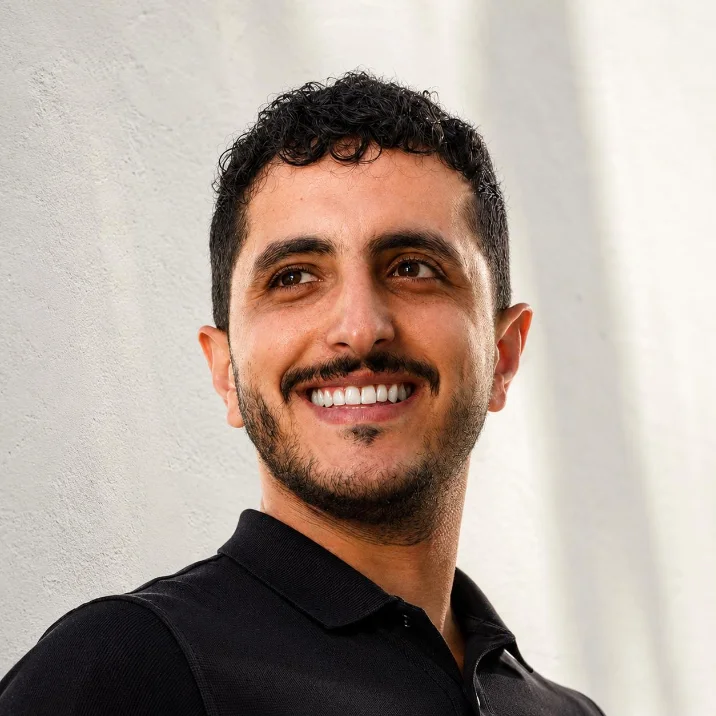 Portrait of Mohammed Lachgar, black and white